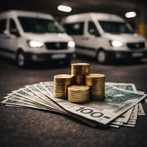 Banknoty i monety na tle busów